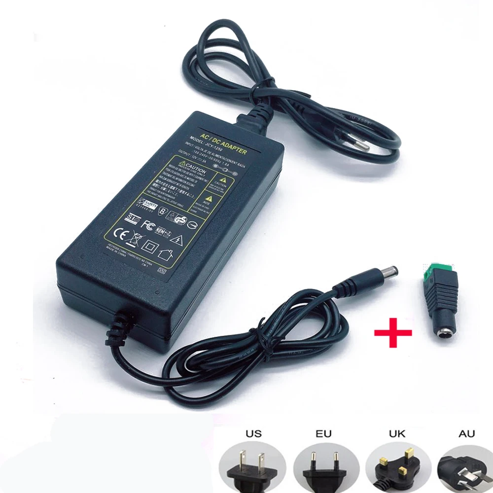 Adaptador de de alimentación 12V 5A 5 amp 60W DC EU/US UK AU, transformador de tira luz LED|Transformadores de iluminación| - AliExpress