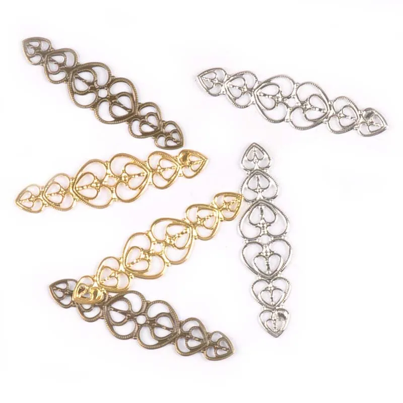 

10pcs Flower Filigree Wraps Connectors Antique DIY Embellishments For Scrapbooking Crafts Supplies Home Decor 54x14mm YK0736