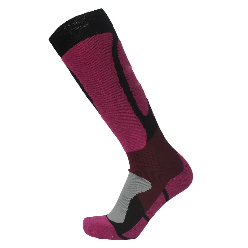 1 Pair Europe Winter Merino Wool Professional Winter Warm Snowboard Socks - Цвет: Red wine