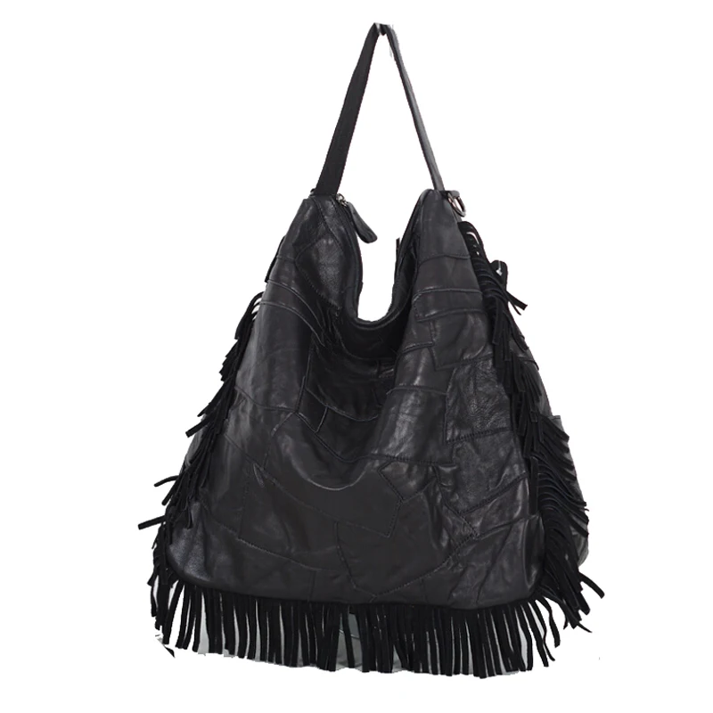 Хит, Модные Элегантные женские кожаные сумки, черные женские сумки-мессенджеры, брендовые дизайнерские сумки с кисточками, классические сумки-хобо