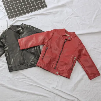 

Boys' Leather Jacket 2018 Spring suit New 1-2 small and Medium-sized Children's Coat 3-year-old Girl Fashion Spring and Autumn