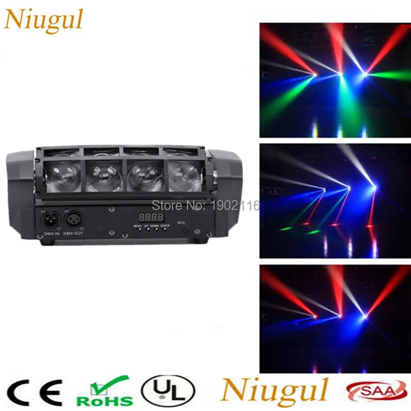 

8X10W Mini LED Spider Light RGBW LED Beam Stage Light Club DJ Disco Lighting DMX512 LED Moving Head Lights Xmas Party LED Lamp