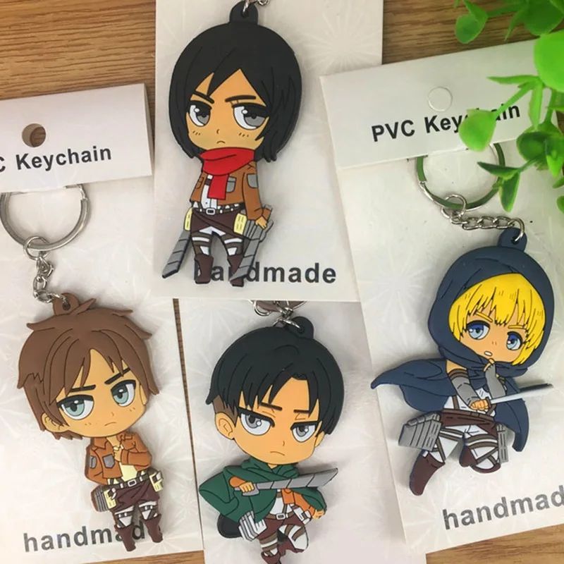

1pcs Anime Krista Rivaille Eren Armin Japanese Rubber Keychain Fashion