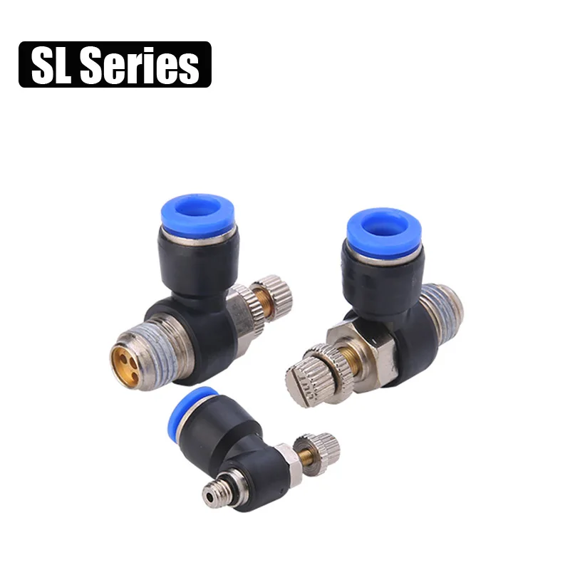 

Pneumatic Throttle Valve 4 6 8 10 12mm OD Hose Tube 1/8" 1/4" 3/8" 1/2" Male Thread Air Flow Speed Control Valve Quick Fitting