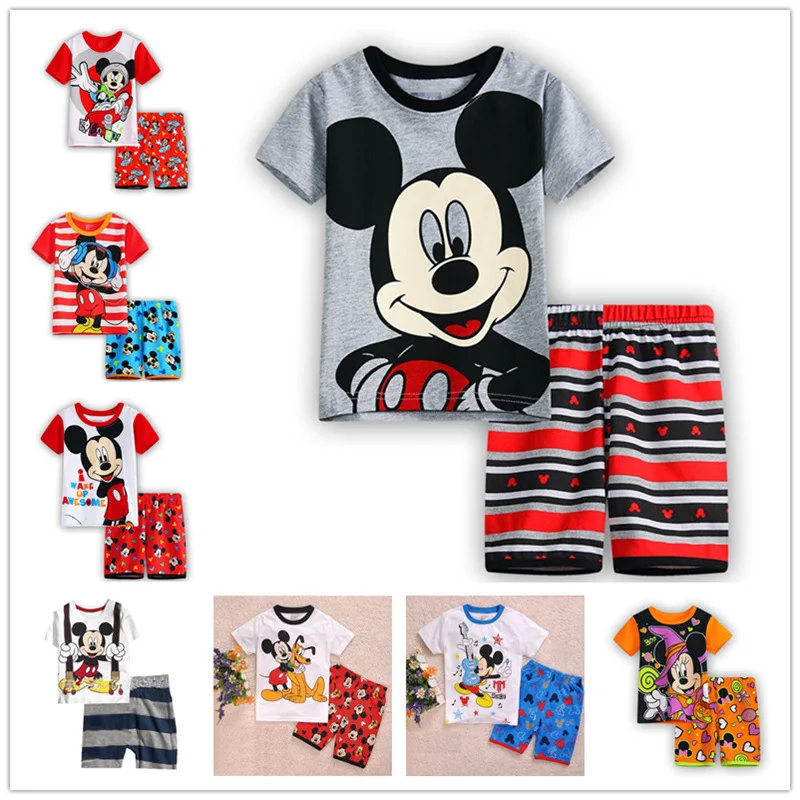 

Kids Pajamas Boys Clothes 2 Piece Set Boy Kids Cartoon Mickey Mouse 2019 Summer Children Clothing Kids Sleepwear Tracksuit