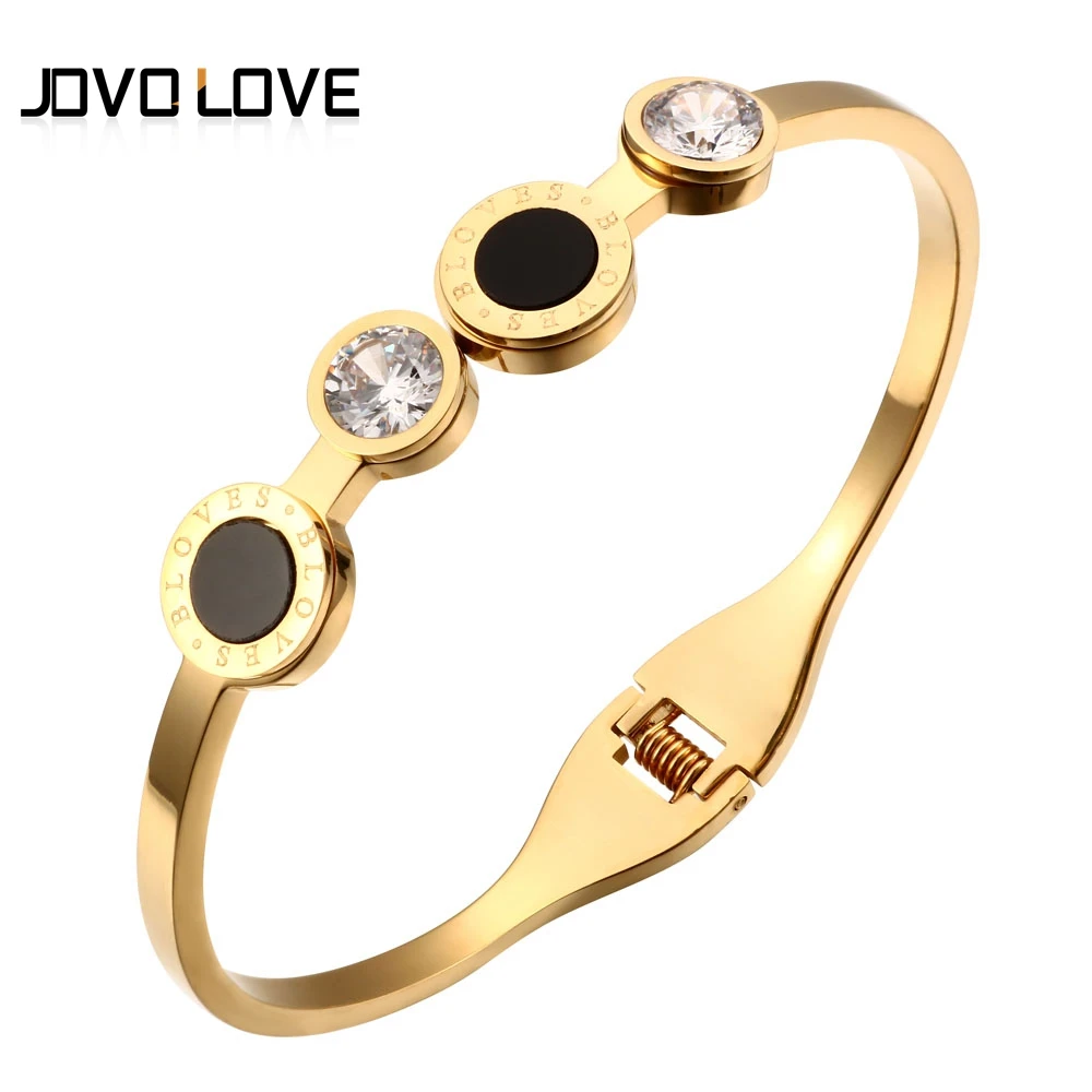 

Gold Color Charming Lover's Bracelets Healing Crystal Bangle for Women Stainless steel Open Cuff for Women Bracelets Girl Gift
