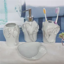 Ceramic elephant shape bathroom decoration, lotion soap dispenser