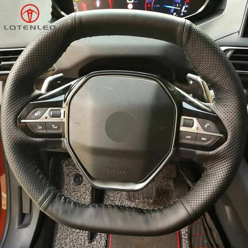 Lqtenleo черная искусственная кожа DIY автомобиля рулевое колесо Крышка для peugeot 3008 4008 5008- 508 208 e-208