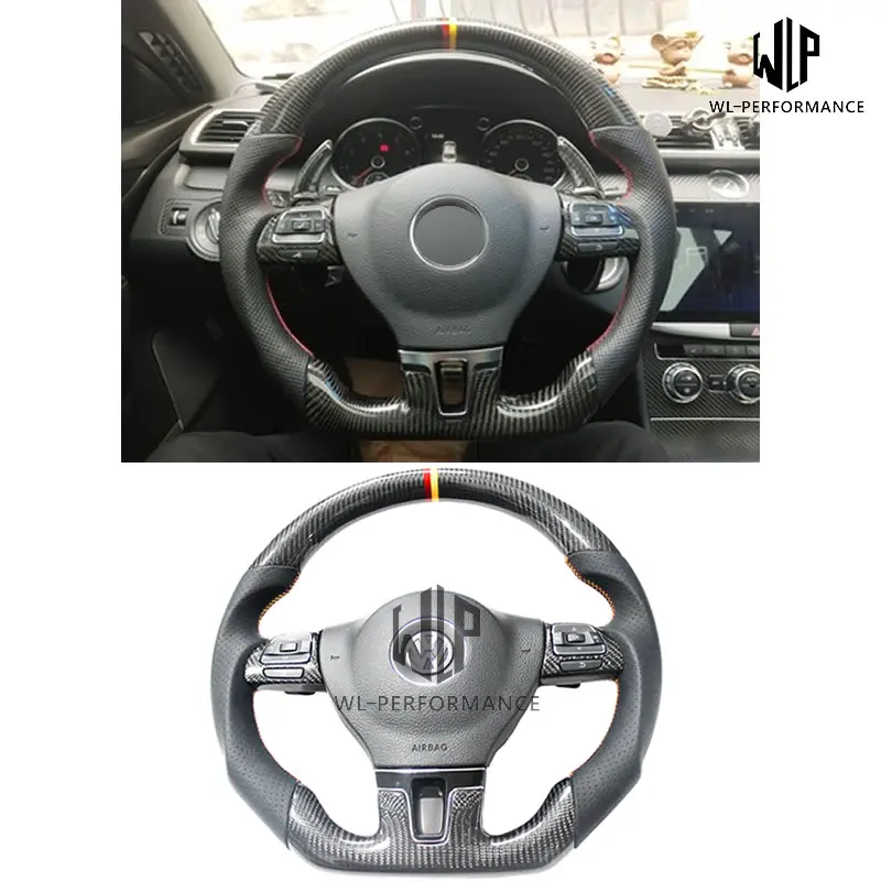 

High Quality Carbon Fiber Steering Wheels Leather Cover Car Styling For Volkswagen Magotan 2007-2018
