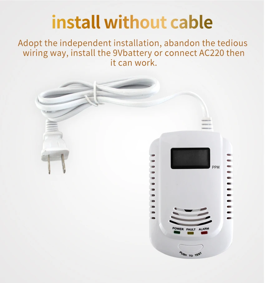 Fumaça de Monóxido de Carbono Sensor de Gás Detector de Fumaça de Alarme para Home Combinação Security co 7 Sensor e detector