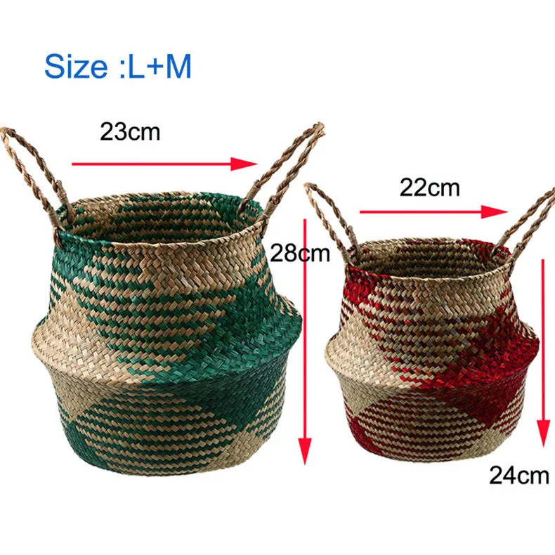 WCIC 2 шт. декоративный цветочный горшок Seagrass цветок горшки для растений плетеная корзина кашпо ручной работы Цветочные корзины соломы