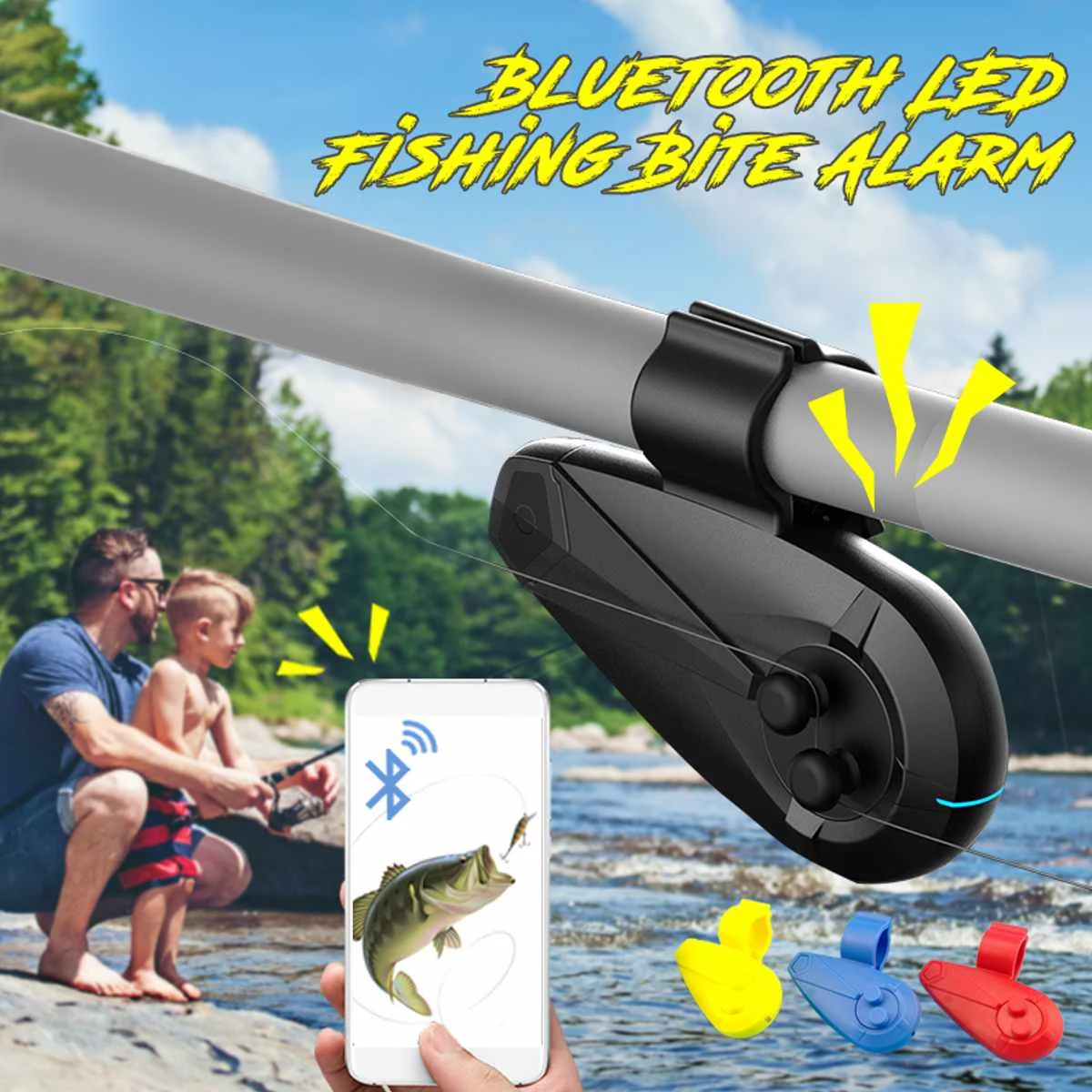 

Electronic bluetooth LED Light Fishing Alarm Bite Sound Alarm Bell Clip Reminder Fish Bite Alarm Fishing Lure Fishing Accessori