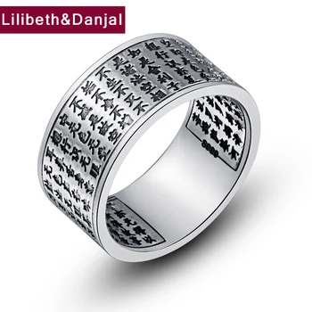 

Chinese character Buddha Ring 100% S999 Sterling Silver Jewelry Men Women Mantra Scripture Letter Ring Jewelry mothers day R020