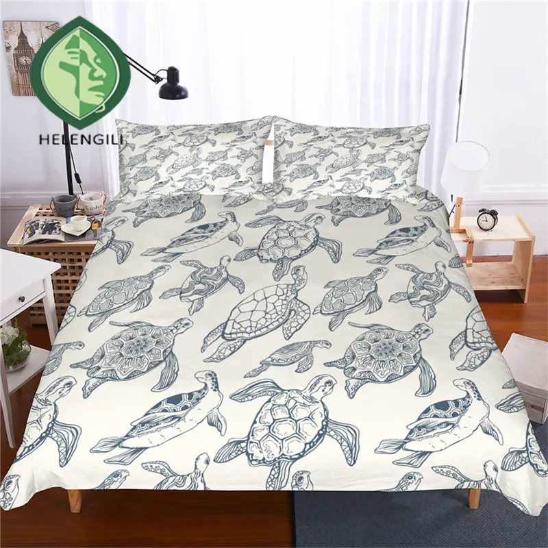 

HELENGILI 3D Bedding Set Sea Turtle Print Duvet Cover Set Lifelike Bedclothes with Pillowcase Bed Set Home Textiles #HG-25