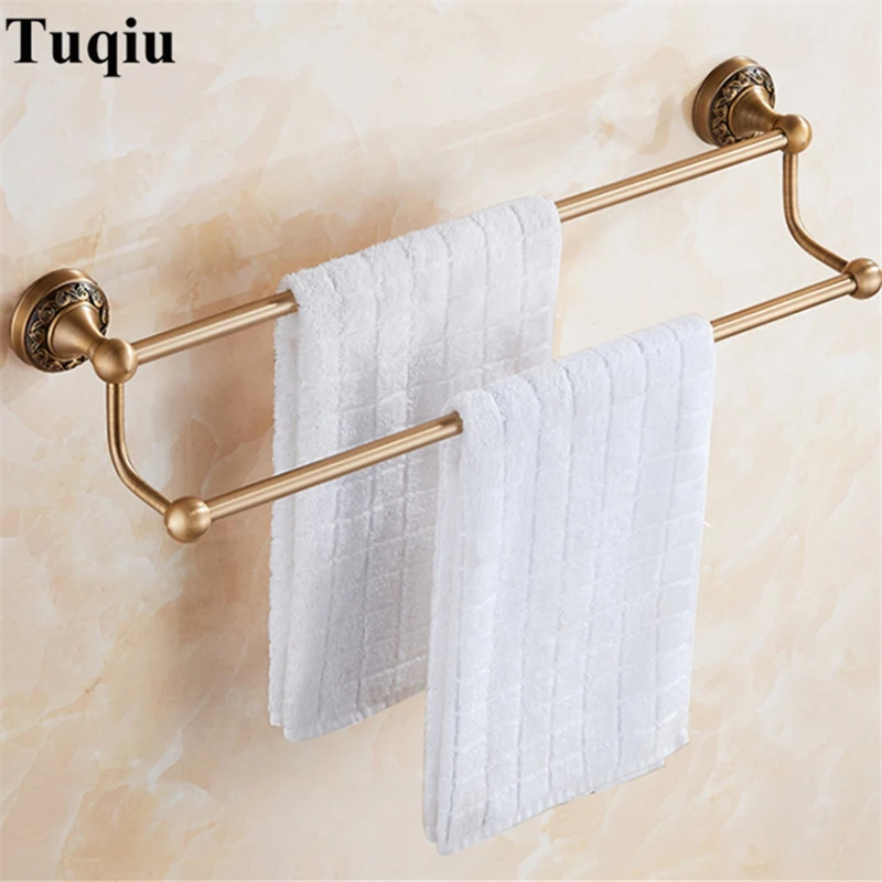 

Towel Bars Double Rails zinc alloy Wall Shelves Towel Holder Bath Shelf Towel Hanger Bathroom Accessories Black Towel Rack