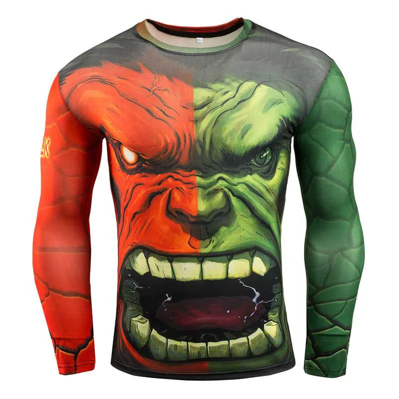 2017 New Comics Superhero Hulk Men's&Women Long Sleeve t shirts Fitness