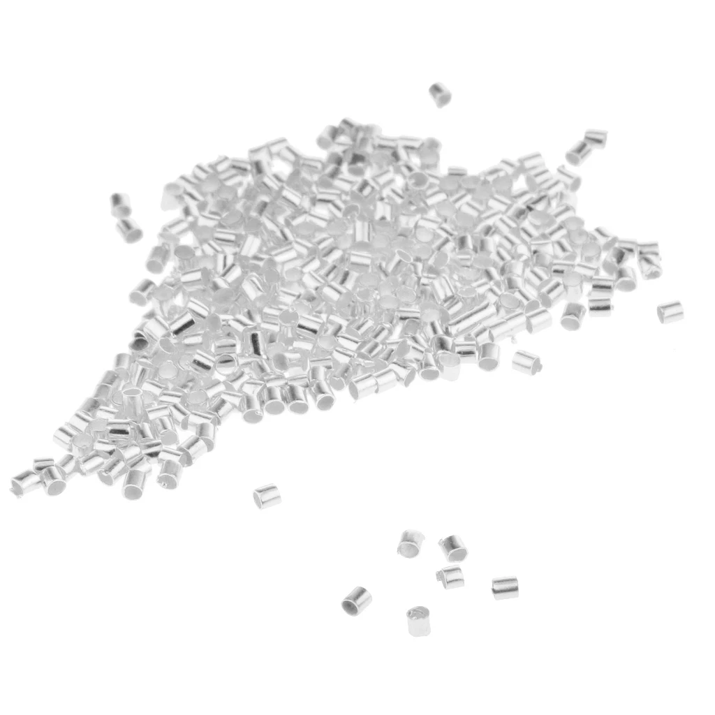 Lot 1200pcs 1.5mm Tube Crimp End Spacer Beads Cord Jewelry Finding DIY