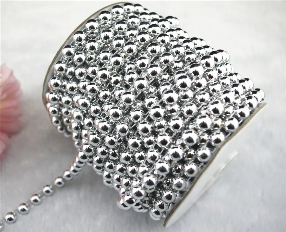 

10y 8mm Silver Half Pearl Chain Trims Sewing Crafts Costume Applique LZ35