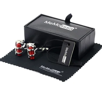 

MeMolissa Display Box Cufflinks Classic Extinguisher Cufflinks Silver with Red Enamel Mens Cufflinks Free Tag & Wipe Cloth
