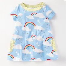 Jumping meters Baby girl dresses Rainbow printed european and american style summer hot selling children clothes toddler dresses