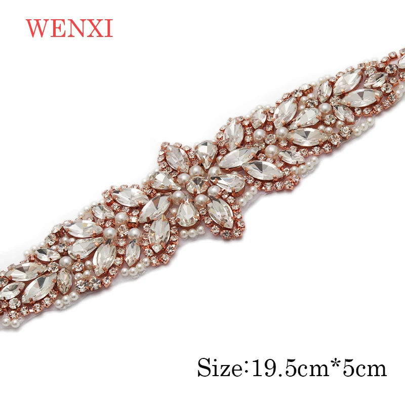 WENXI 10 шт. оптовая продажа свадебное платье пояс розовое золото кристаллы стразы