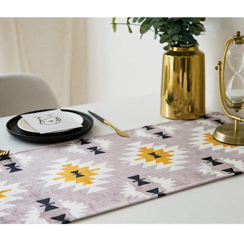 Dunxdeco Table Runner Party Desk Decor Hot Insulation Modern Bohemia