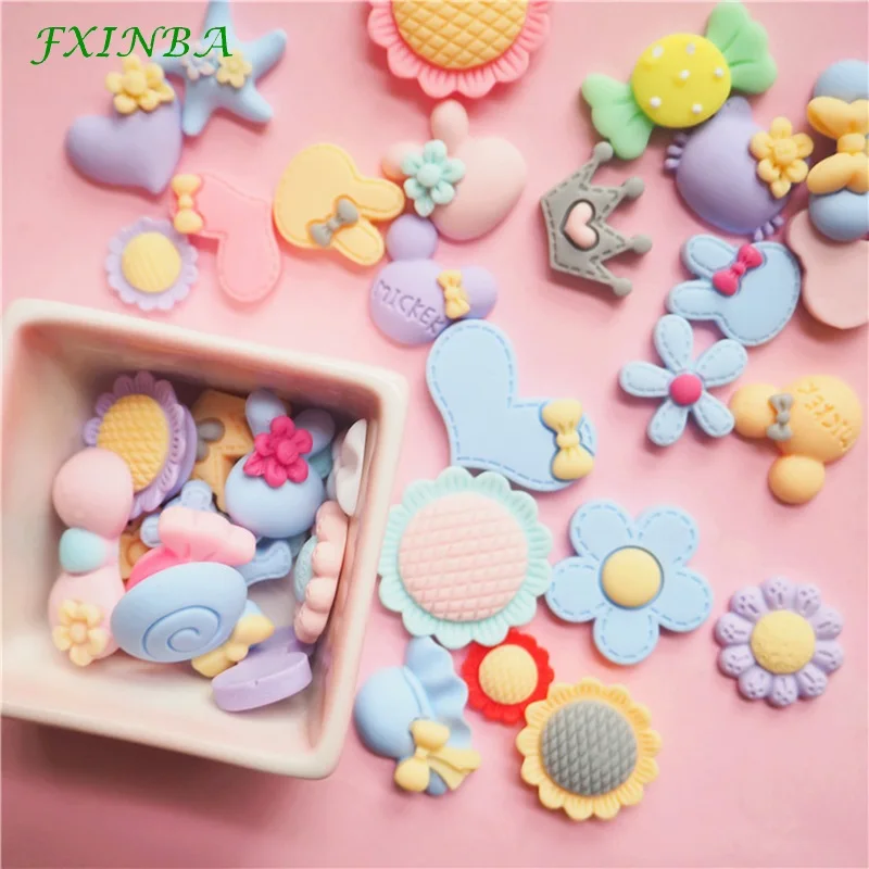 FXINBA 5 шт./лот Новинка Смола цветок конфеты амулеты для слизи глина торт DIY 3D Животные амулеты украшения телефона поставки слаймов набор игрушек