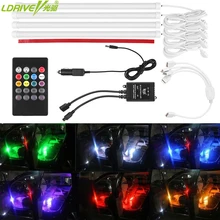 Автомобильный Стайлинг, 4 шт./лот, RGB Светодиодная лента, светильник со звуковым управлением, автомобильный интерьерный светильник, лампа на шасси, автомобильное переднее сиденье, Лапка, атмосферные лампы