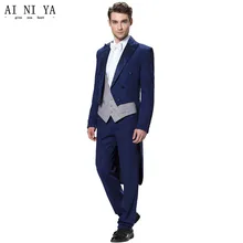 Мужской свадебный костюм фрак модные костюмы жениха смокинги из трех частей мужские свадебные костюмы(пиджак+ брюки+ жилет+ галстук-бабочка