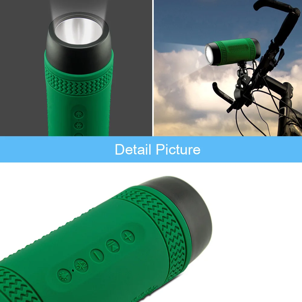 Водонепроницаемый Портативный открытый езда Спорт Bluetooth Динамик 3600 мАч Мощность банк стерео Беспроводной велосипед Динамик с микрофоном светодио дный лампа