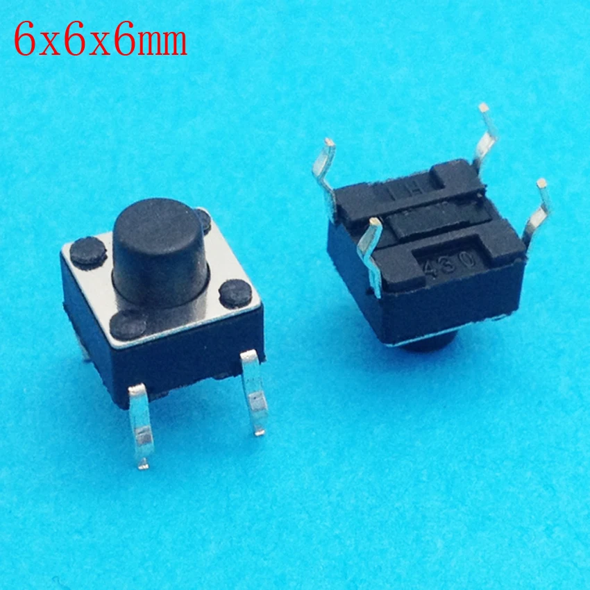 Mini Tactile Upright Switches ON-OFF SPST PCB Swith 50mA 6mm*6mm*6mm 20PCs
