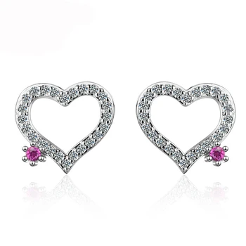 

Utimtree Shiny Clear aaa Cubic Zirconia Heart Earrings for Women Wedding Silver Jewelry Fashion Stud Earring Silver Anillos Gift