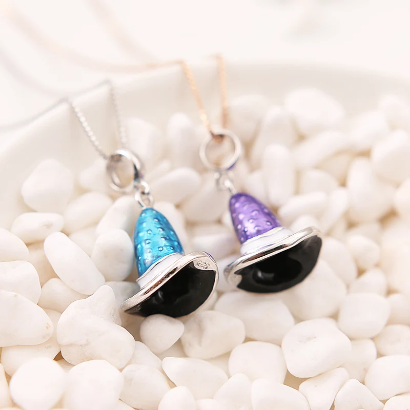 HANZHIXIU 925 пробы серебро Красочные magic hat оригинальный Стеклянный флакон-подвеска с