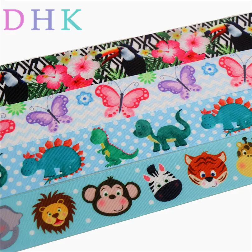 DHK 1.5'' Free Shipping Animals Dinasour Butterfly Printed Grosgrain Ribbon Accessory Hairbow Headwear DIY Decoration 38mm S775 | Дом и