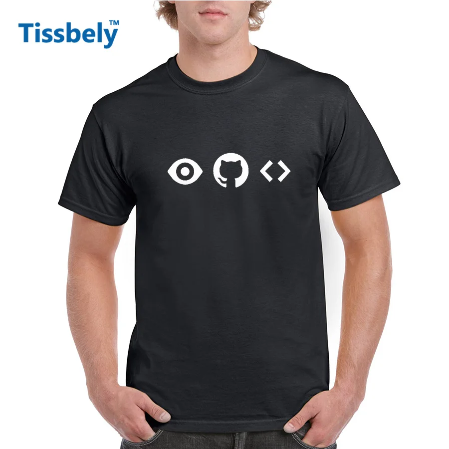 Tissbely хлопок Github футболка для Для мужчин Geek Стиль кодер графический принт