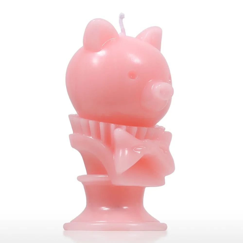 AN1P Scented Candle - Pink Piggy Decorative Aromatherapy Wax Natural Cotton Wick Home Decoration Animal Candles | Дом и сад
