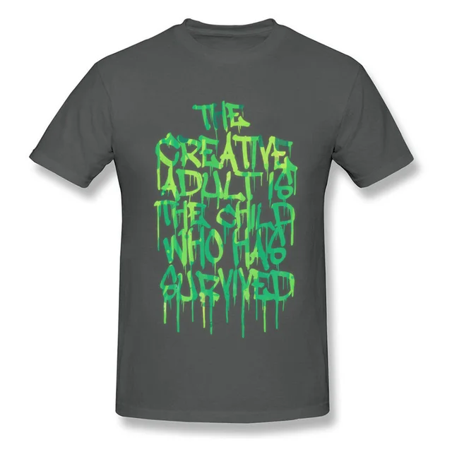 Green Art Drippy Letter Print T Shirts Men Spring Tshirt Graffiti Tag ...