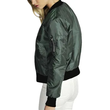 

Fashion European Style Womens Retro Long Sleeve O-Neck Short Zipper Slim Bomber Casual Coat Pilot Bomber coats