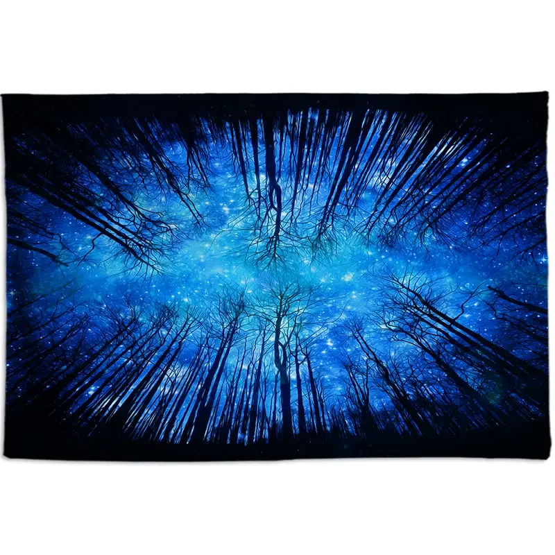 Синий психоделический гобелен Звездная ночь лес настенный гобелен дерево настенный богемное украшение Хиппи Мандала гобелен Большой 200*300 см - Цвет: BW148