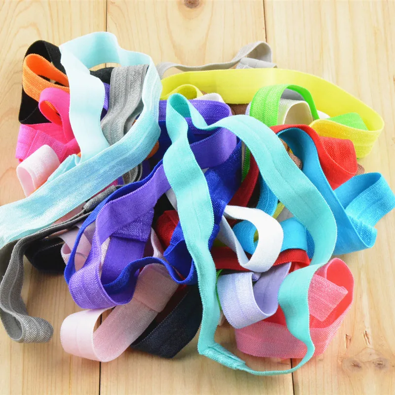 

10PCS FOE Foldover Elastics Spandex Satin Baby Headband Lace Trims DIY Sewing Notions Baby Elastic Diy head band For Headwear