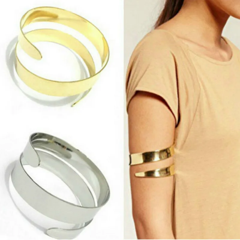 

Upper Arm bracelet 2018 Summer New Adjustable Bangles Women Gold Color Arm Cuff Armlet Armband Bracelet Punk Jewelry