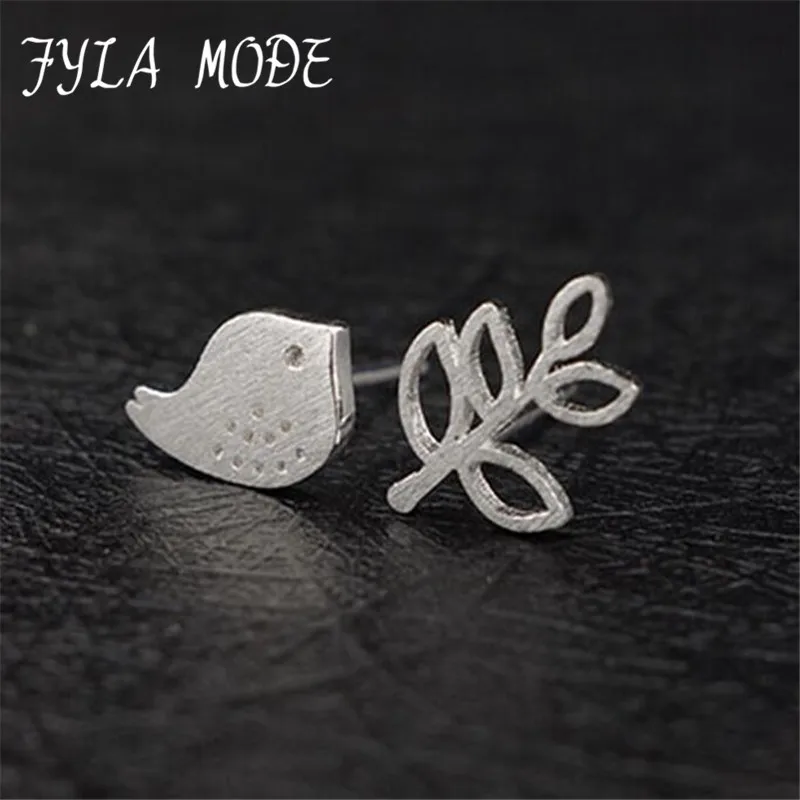 

Fyla Mode 925 Sterling Silver Stud Earrings Fashion Olive Branch&Peace Dove 925 Real Pure Silver Earrings Women Party Jewelry