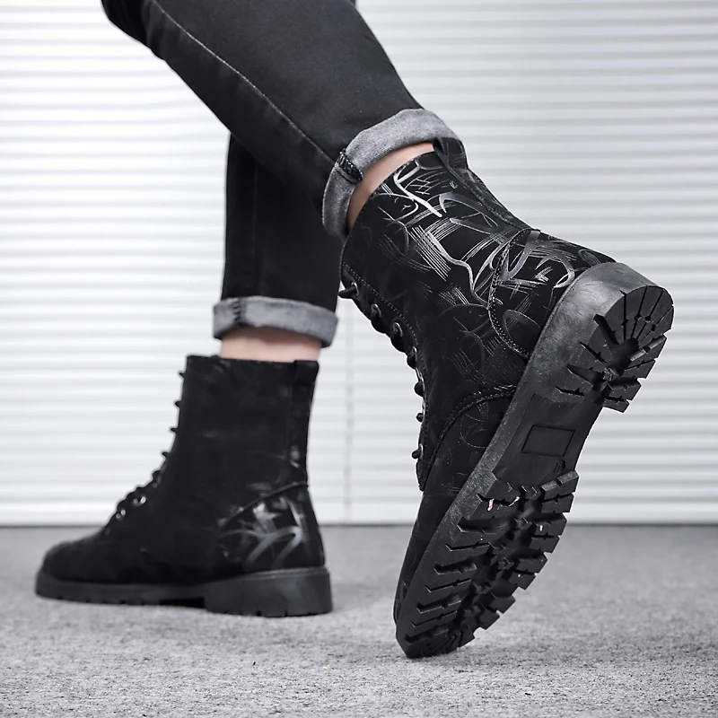 Segurança Botas Homem Impressão Neve Sapatos Outono De Preto Zapatos branco Borracha Seguridad Inverno 2018 Dos Homens Uw71q5B8x