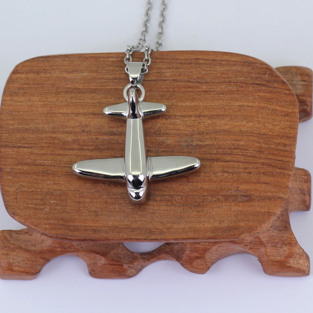 Plane Shape Cremation Urn Necklace Memorial Ashes keepsake Jewelry P709