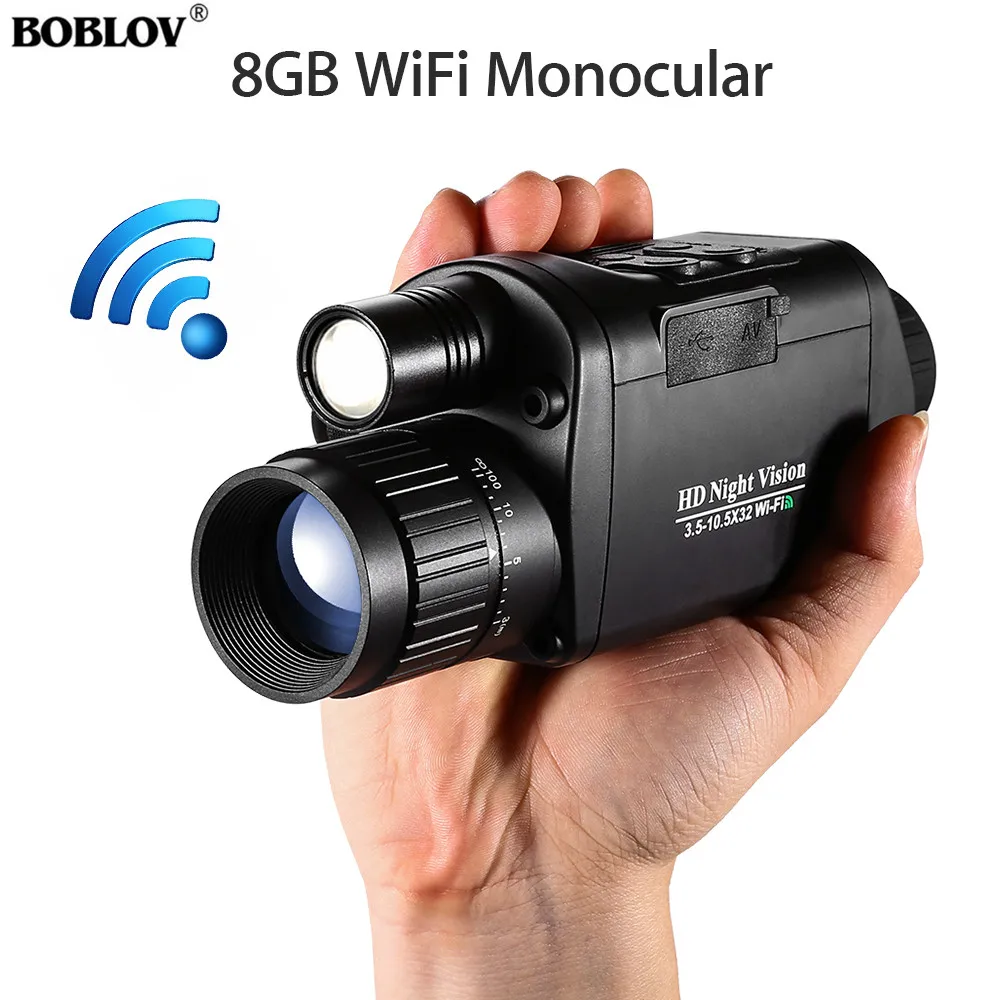 BOBLOV WiFi охотничьи очки ночного видения 3X монокулярный телескоп цифровое видение ночного видения 3,5-10,5x32 камера ночного видения