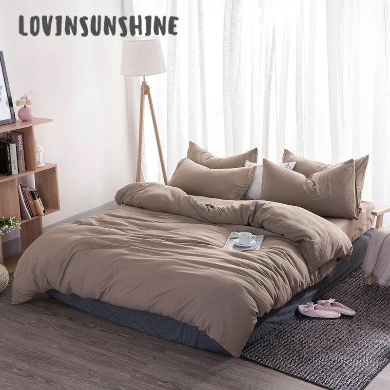 

LOVINSUNSHINE Bedding Set Duvet Cover Fronha King Bedding Set Simple Themed 4pcs Queen Bed Sheet Set AB#115