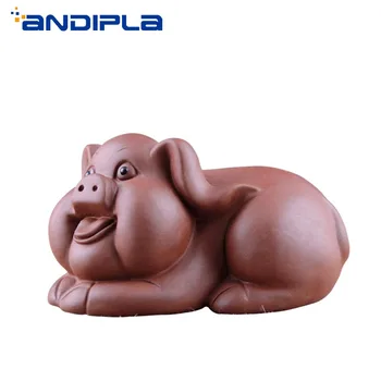 

Creative Boutique Purple Clay Tea Pet Handmade Lucky Pig Figurine Yixing Kung Fu Tea Accessories Ceramic Crafts Home Decoration
