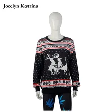 Рождественский спортивный свитер в европейском и американском стиле; сезон осень-зима; комплекты свитеров с длинными рукавами и принтом; свободная куртка с круглым вырезом