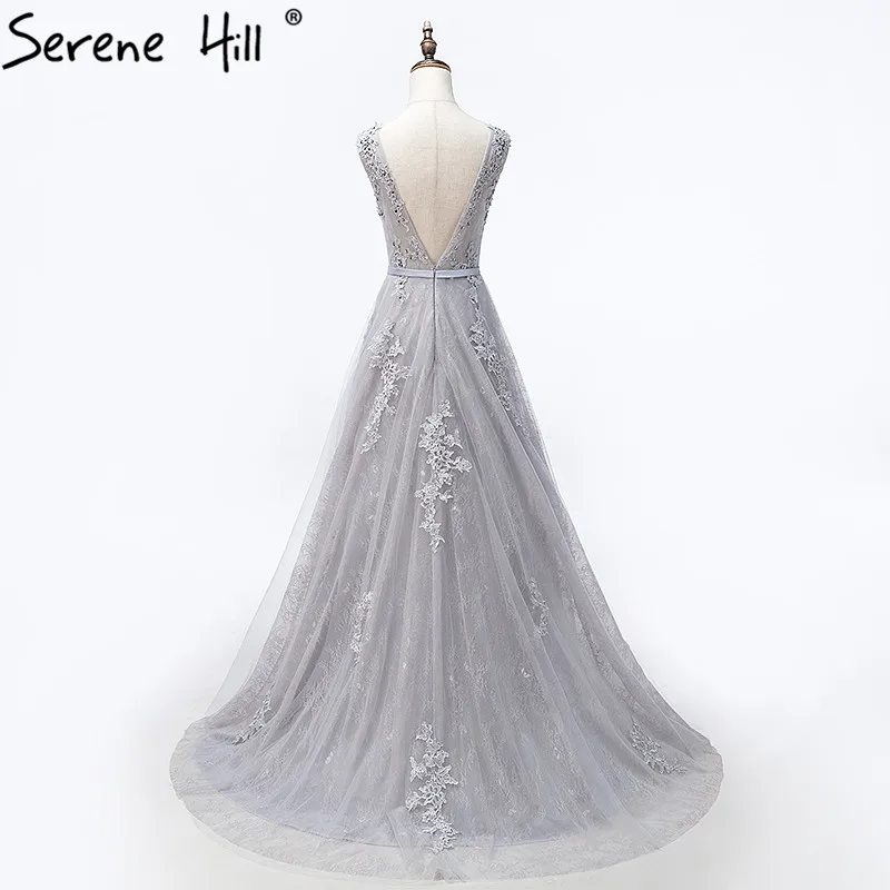 Robe De Soiree, серое кружевное длинное вечернее платье,, атласное, с поясом, длина до пола, ТРАПЕЦИЕВИДНОЕ платье для выпускного вечера, вечерние платья, Longo, BHA2152