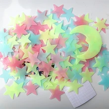 3D стереоскопическая светящаяся паста, флуоресцентная Луна Звезда наклейка, гостиная спальня, детская комната, для общежития настенные, кровельные